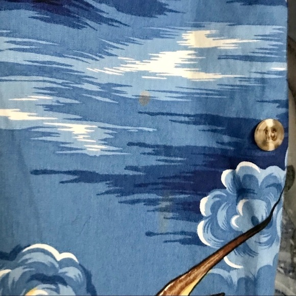 Vintage Hawaii Brand Sword Fish Print 100% Cotton Short Sleeve Button Down Large - Picture 3 of 5